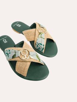 Fizzy Goblet - Multi Color Hey Jute! Criss Cross Open Toe Flats