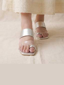 Dip Your Toes - Silver Kolhapuri Heels