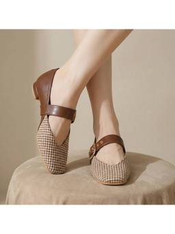 Dip Your Toes - Brown Houndstooth Ballerina