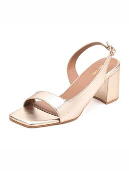Dip Your Toes - Gold Metallic Finish Statement Sandal Heels