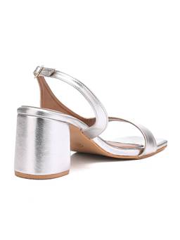 Dip Your Toes - Silver Metallic Finish Statement Sandal Heels