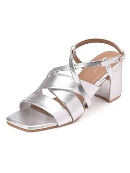 Dip Your Toes - Silver Strap-Up Sandal Heels
