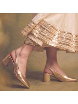 Dip Your Toes - Gold Noor Sandal Heels