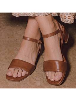 Dip Your Toes - Tan Single Strap Sandal Heels