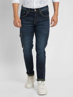 Spykar - Men Dark Blue Cotton Comfort Fit Narrow Length Jeans (Trooper)