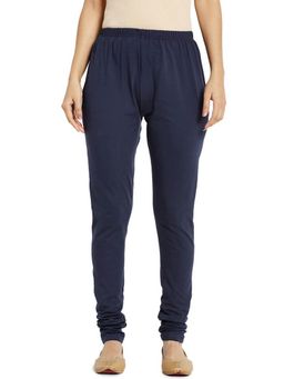 Fabindia - Cotton Blend Regular Fit Navy Blue Elastic Churidar