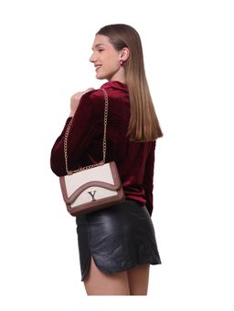 Yelloe - Off White-Tan Canvas Sling Bag for Women