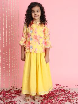 Readiprint - Straight Style Satin Fabric Yellow Color Printed Lehenga Choli (Set of 2)