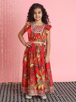 Readiprint - Straight Style Cotton Fabric Red Color Lehenga Choli (Set of 2)