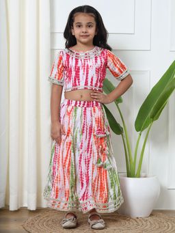 Readiprint - Straight Style Chinnon Fabric Multi-Color Color Lehenga Choli (Set of 2)