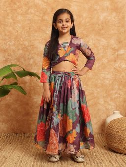 Readiprint - Straight Style Kota Doria Purple Color Printed Lehenga Choli (Set of 2)