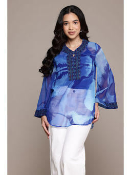 Aarke Ritu Kumar - Blue Laurelle Top with Camisole (Set of 2)