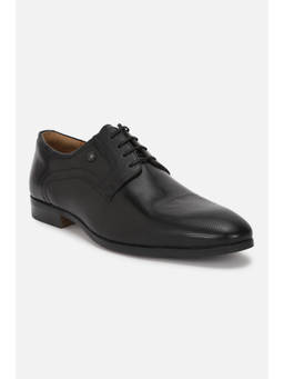 Louis Philippe - Men Black Leather Lace Up Oxford Shoes