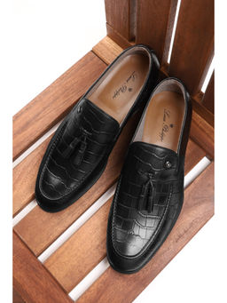 Louis Philippe - Men Black Leather Formal Moccasins