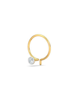 KuberBox - Bezel 4 Cent Nose Pin 18K Gold