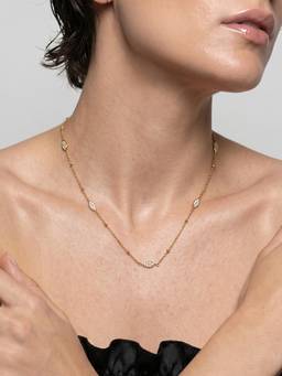 Palmonas - White Classic Gold Oval Link Necklace