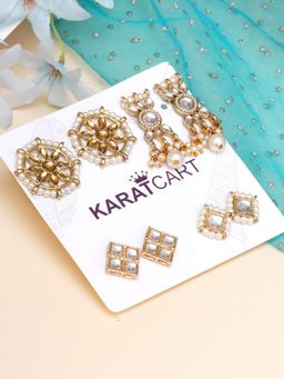 Karatcart - Set of 4 Handcrafted Kundan Earrings Combo for Women