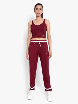 Wear Jukebox - WearJukebox Axis Comfort Loose Fit Pant & Padded Maroon Tank Top (Set of 2)