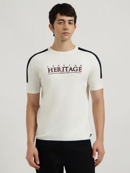 United Colors of Benetton - Off White Regular Fit Crew Neck Typography Heritage T-Shirt