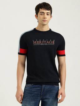 United Colors of Benetton - Navy Blue Regular Fit Crew Neck Typography Heritage T-Shirt