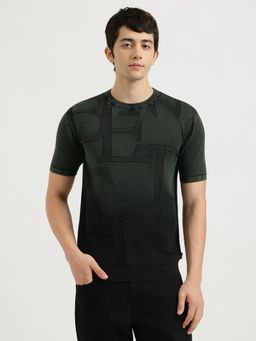 United Colors of Benetton - Green Regular Fit Crew Neck Textured Washed T-Shirt