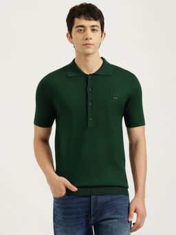 United Colors of Benetton - Green Regular Fit Solid Button Placket Polo T-Shirt