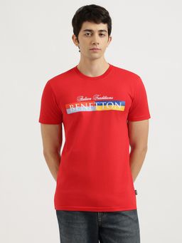 United Colors of Benetton - Red Regular Fit Crew Neck Typography T-Shirt