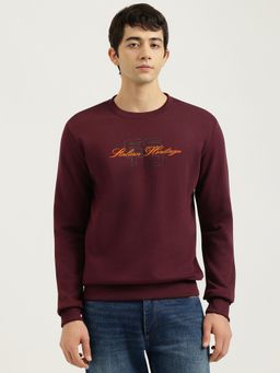 United Colors of Benetton - Maroon Regular Fit Crew Neck Printed Route Fleece Sweatshirt