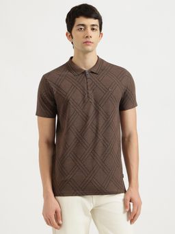 United Colors of Benetton - Brown Regular Fit Printed Zipper Polo T-Shirt