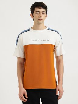 United Colors of Benetton - Multi-Colour Boxy Fit Round Neck Shoulder Colour Blocked T-Shirt