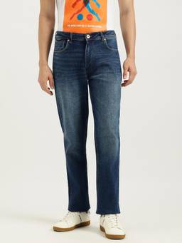 United Colors of Benetton - Blue Solid Straight Fit Dark Blue Jeans