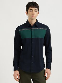 United Colors of Benetton - Navy Blue Colorblock Casual Shirt