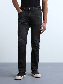 Flying Machine - Black Solid Straight Fit Jeans