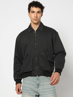 GAP - Black Spread Collar Full Sleeve Bomber Jacket