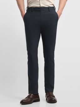 Arrow - Navy Blue Dobby Jackson Super Slim Fit Trousers