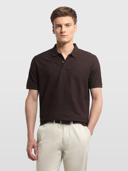 Arrow Sports - Brown Solid Regular Fit Polo T-Shirt
