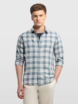 Arrow Sports - Blue Tartan Checked Twill Shirt