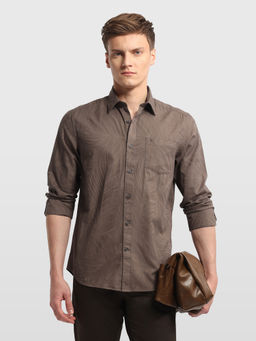 Arrow Sports - Brown Printed Jacquard Shirt