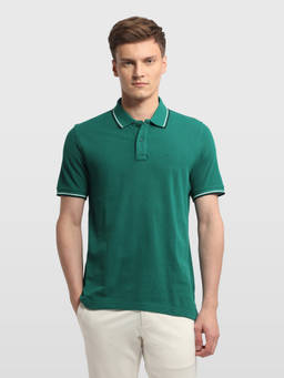Arrow Sports - Green Solid Regular Fit Polo T-Shirt