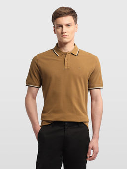 Arrow Sports - Brown Solid Regular Fit Polo T-Shirt