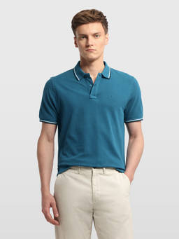 Arrow Sports - Blue Solid Regular Fit Polo T-Shirt