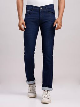 Classic Polo - Blue Classic Dark Blue Slim Fit Solid Cotton Denim Jeans