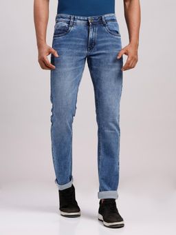 Classic Polo - Classic Light Blue Slim Fit Solid Cotton Denim Jeans