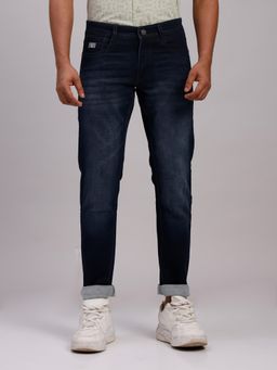 Classic Polo - Classic Navy Blue Slim Fit Solid Cotton Denim Jeans