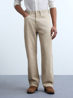 Flying Machine - Beige Cobain Loose Fit Jeans