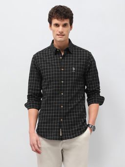 U.S. Polo Assn. Denim Co. - Black Windowpane Checked Regular Fit Shirt