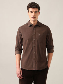 U.S. Polo Assn. Denim Co. - Brown Solid Corduroy Shirt