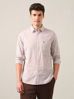 U.S. Polo Assn. Denim Co. - Pink Grid Tattersall Checked Regular Fit Shirt