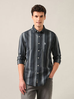 U.S. Polo Assn. Denim Co. - Grey Vertical Striped Twill Shirt