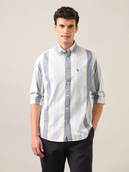U.S. Polo Assn. Denim Co. - Blue Vertical Striped Regular Fit Shirt